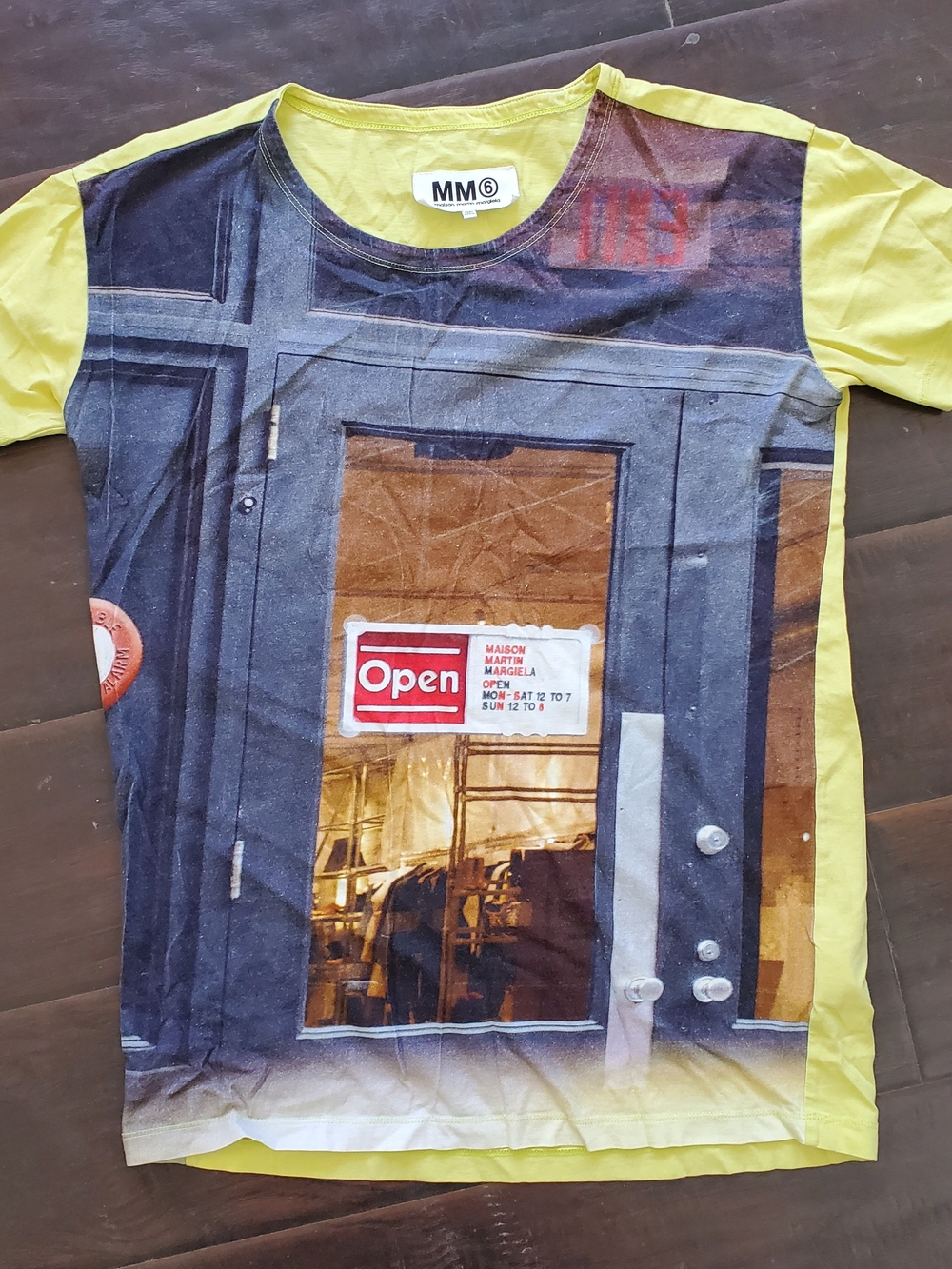 Maison Martin Margiela Yellow and White Crew Neck Tee with Inside Tag Detail